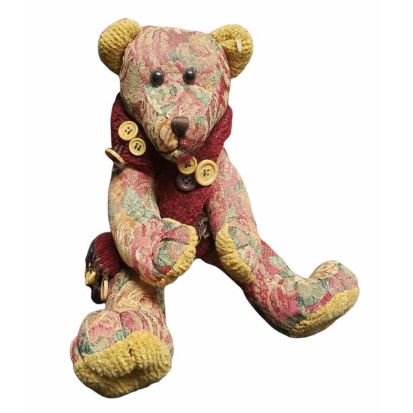 DanDee Tapestry Jointed Button Teddy Bear Stuffed Animal - Picture 1 of 7